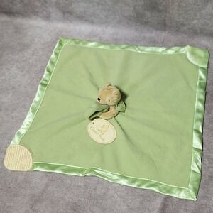 Classic Pooh winnie Green Fleece Satin Trim Security Blanket Teether Lovey